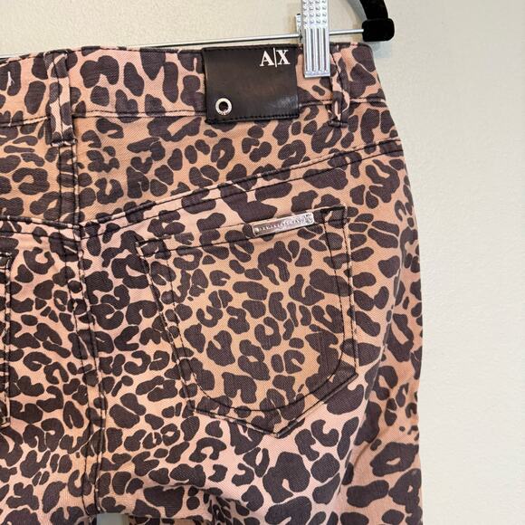 AX Armani Exchange Jeans Womens 4 Black Tan Cheetah Animal Print Low Rise Skinny - Picture 7 of 8